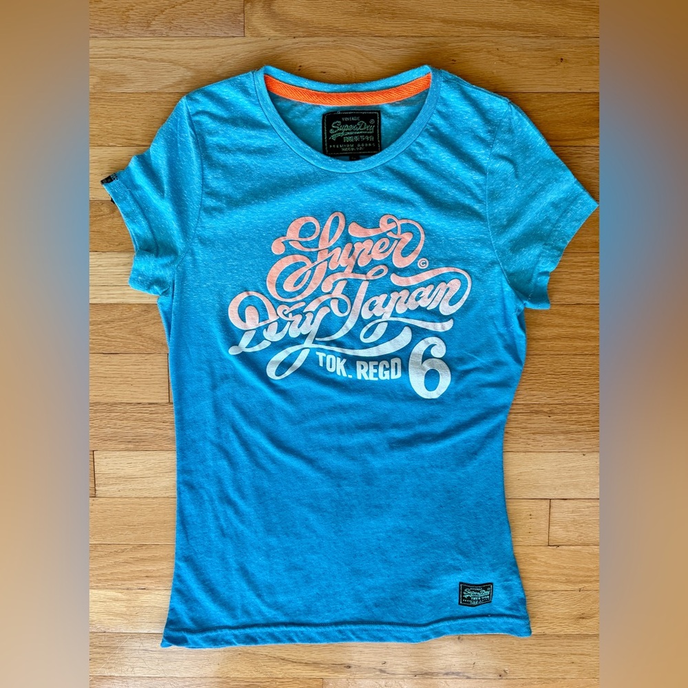 Superdry dip dye logo tshirt womens juniors L blue - Picture 1 of 8
